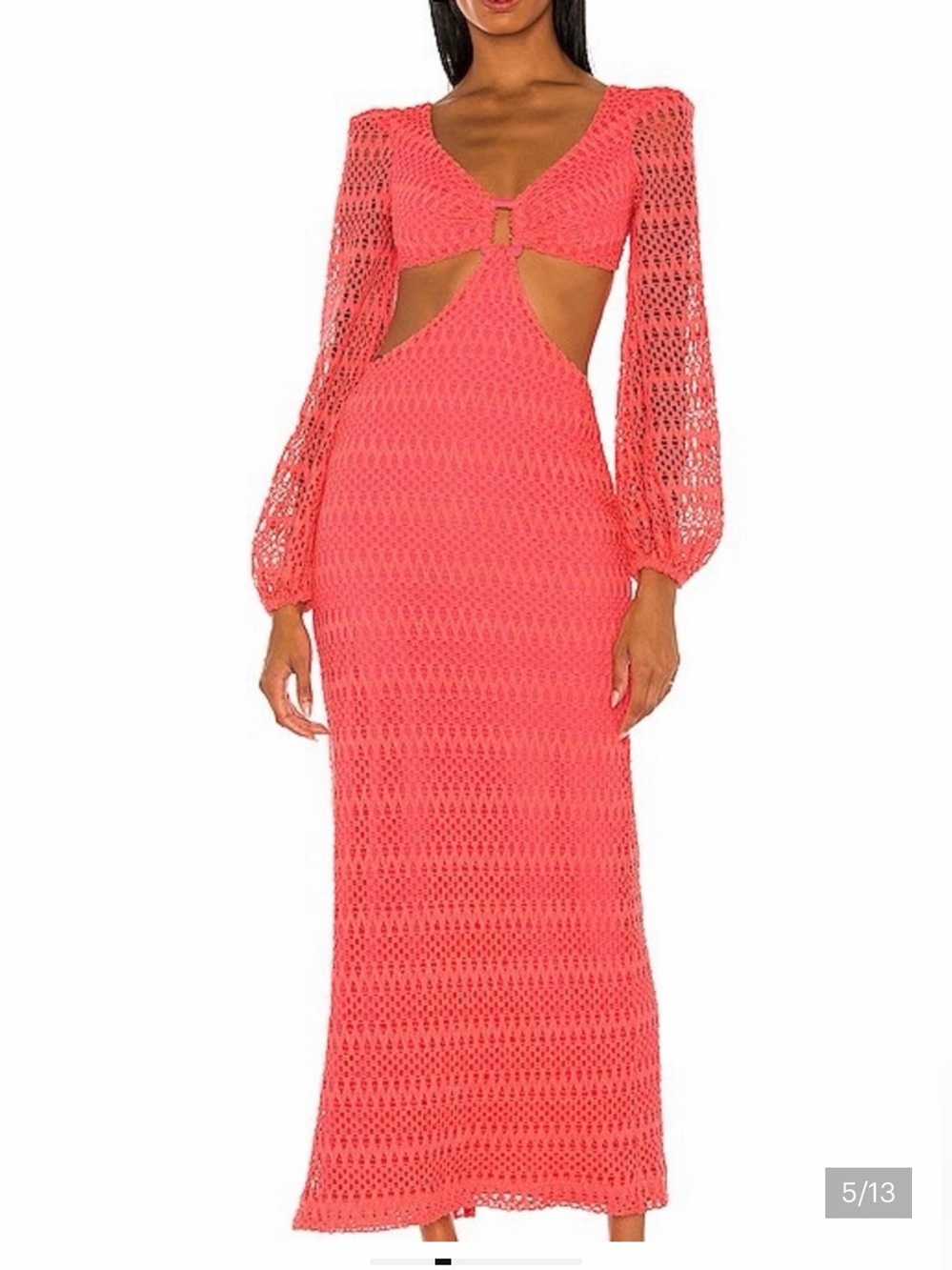 Patbo Coral Crochet Cutout Maxi Dress